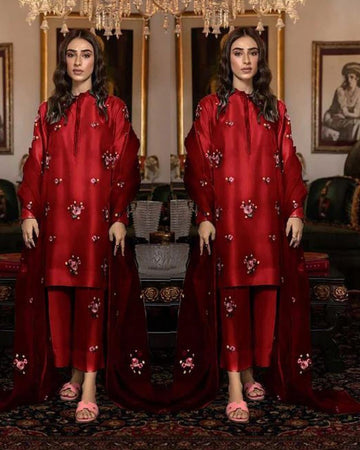 Summer Embroidered 3-piece   Red