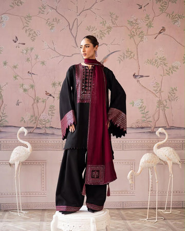 Emb Dhanak 3Pc Suit