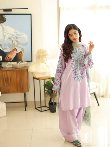 Emb Dhanak 3Pc Suit