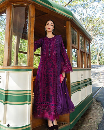 Emb Dhanak 3Pc Suit