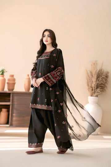 Emb Dhanak 3Pc Suit