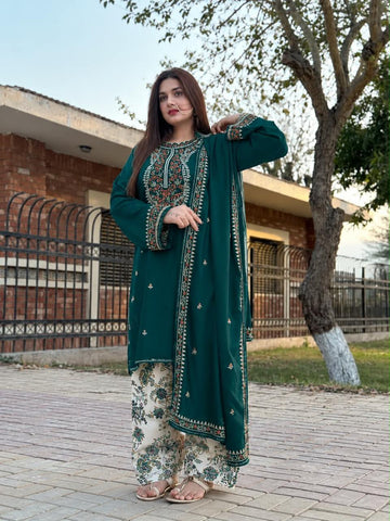 Emb Dhanak 3Pc Suit
