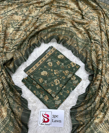Royal Green Floral Lawn 3 Piece